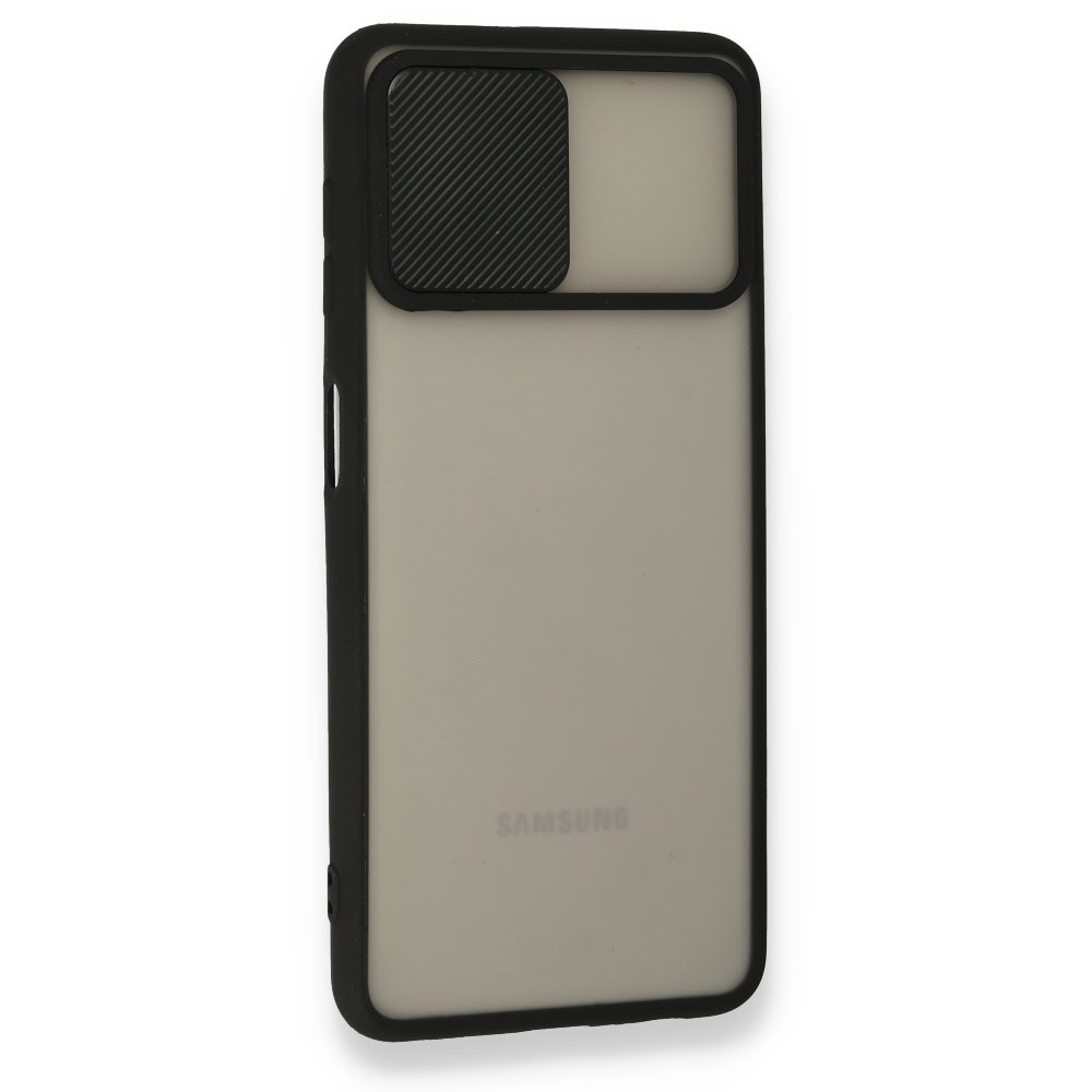  Samsung Galaxy M32 Kılıf Palm Buzlu Kamera Sürgülü Silikon - Siyah