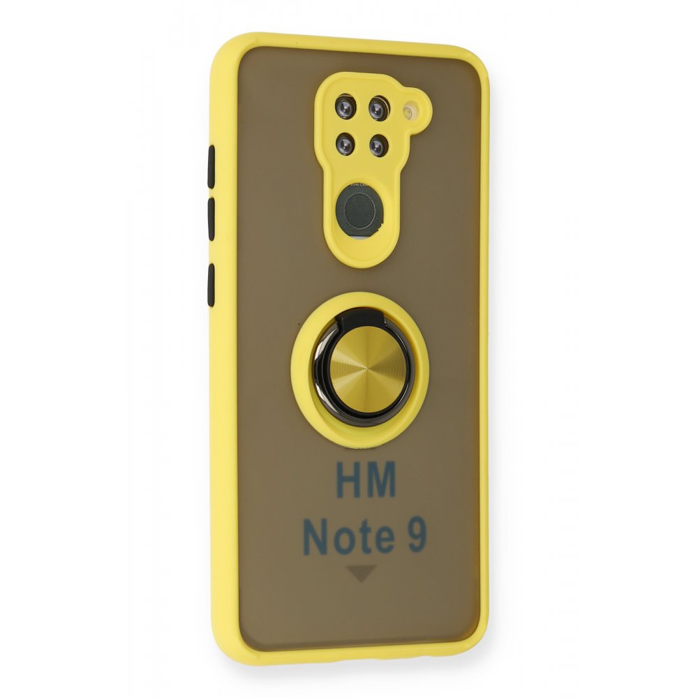 Redmi Note 9 Kılıf Montreal Yüzüklü Silikon Kapak - Sarı