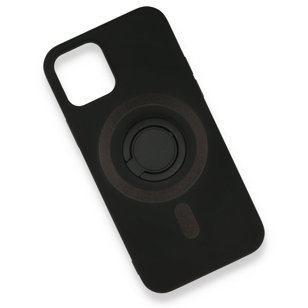 iPhone 12 Mini Kılıf Viktor Yüzüklü Silikon - Siyah iPhone 12 Mini Kılıf Viktor Yüzüklü Silikon - Siyah