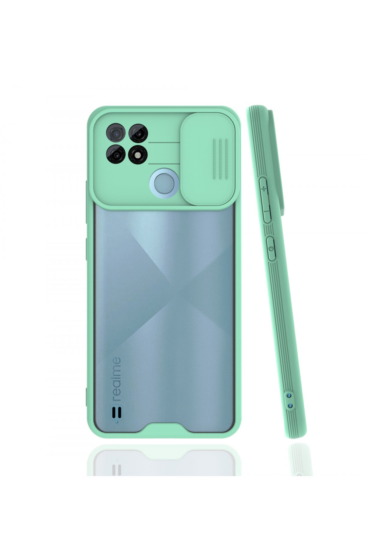 Realme C21 Kılıf Platin Kamera Koruma Silikon - Açık Yeşil  Realme C21 Kılıf Platin Kamera Koruma Silikon - Açık Yeşil