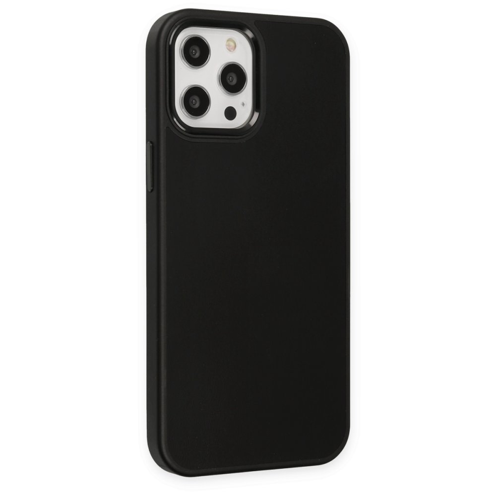  iPhone 12 Pro Kılıf Asya Deri Silikon - Siyah