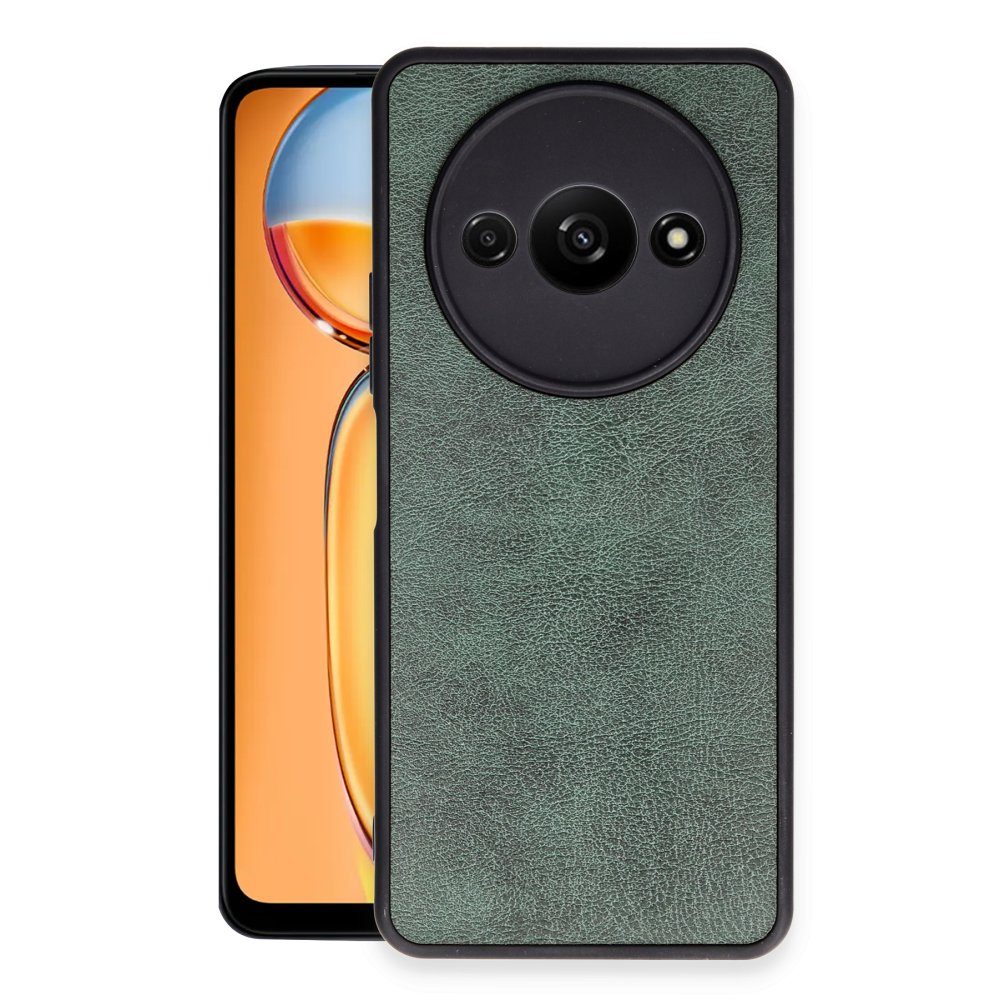 Redmi A3 4G Kılıf Aras Deri Kapak - Koyu Yeşil
