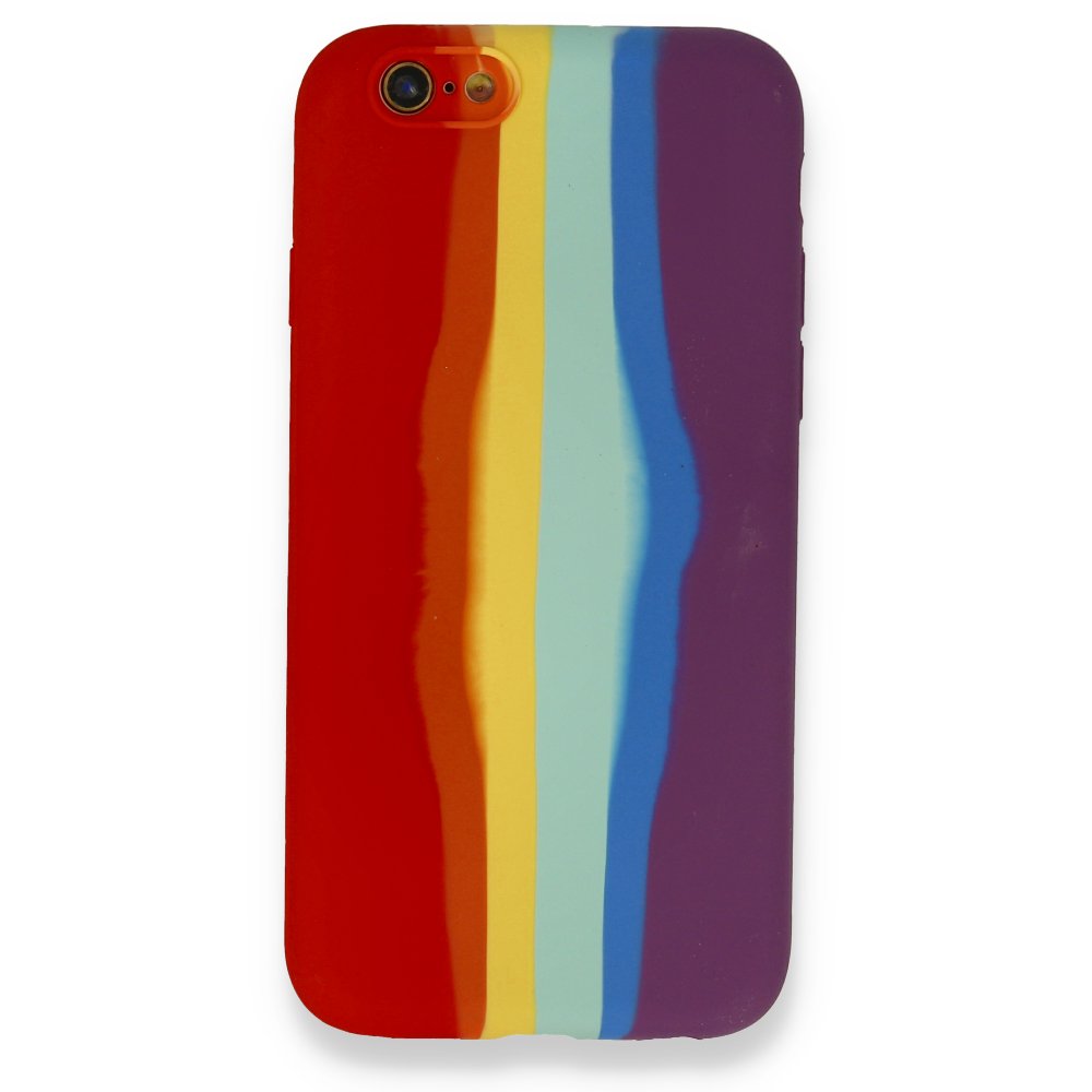  iPhone 6 Kılıf Ebruli Lansman Silikon - Kırmızı-Mor