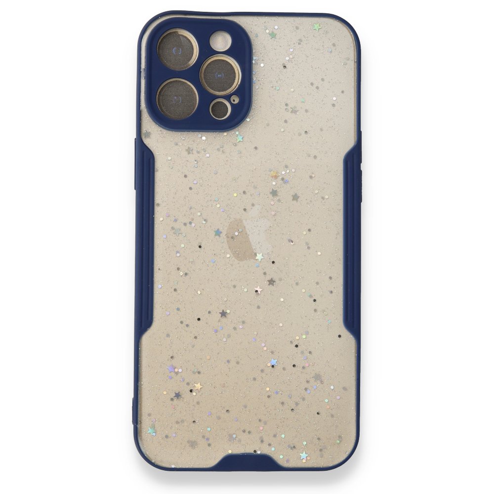 iPhone 12 Pro Max Kılıf Platin Simli Silikon - Lacivert