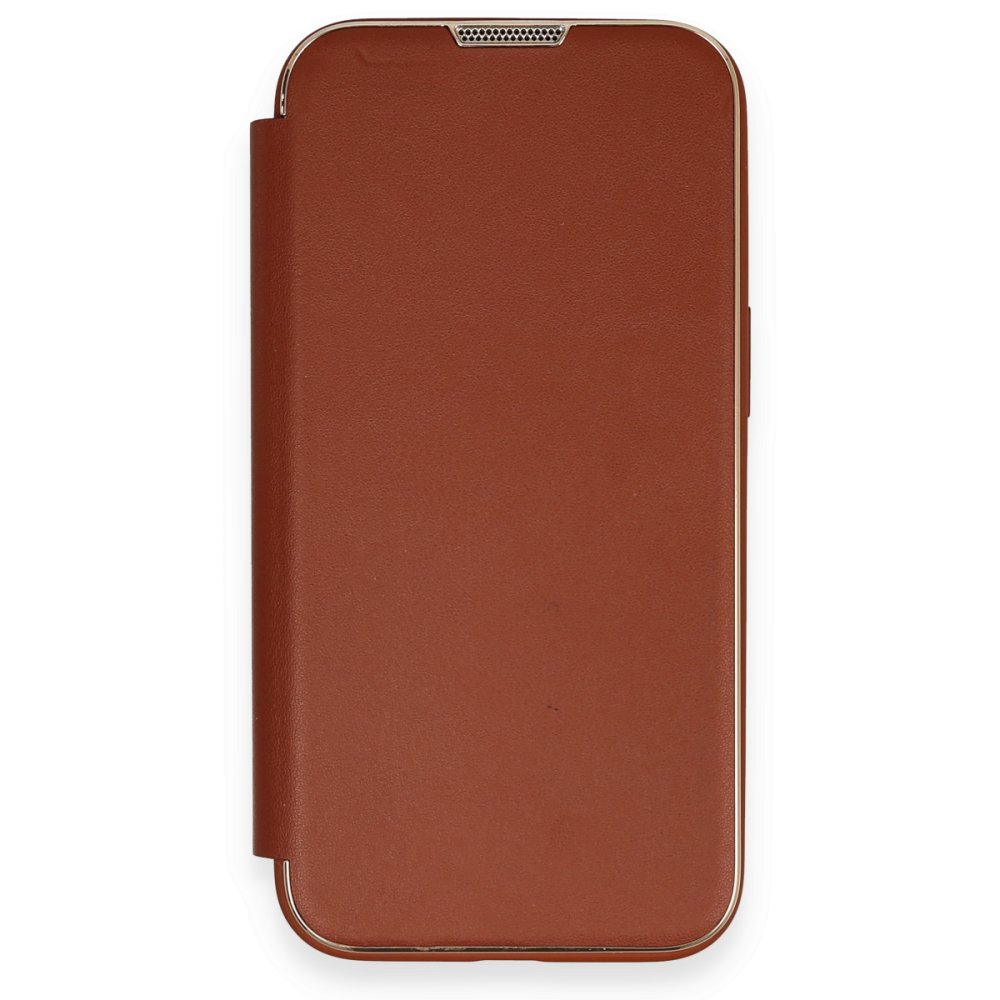 iPhone 14 Kılıf Dolpin Kapaklı - Kahverengi iPhone 14 Kılıf Dolpin Kapaklı - Kahverengi