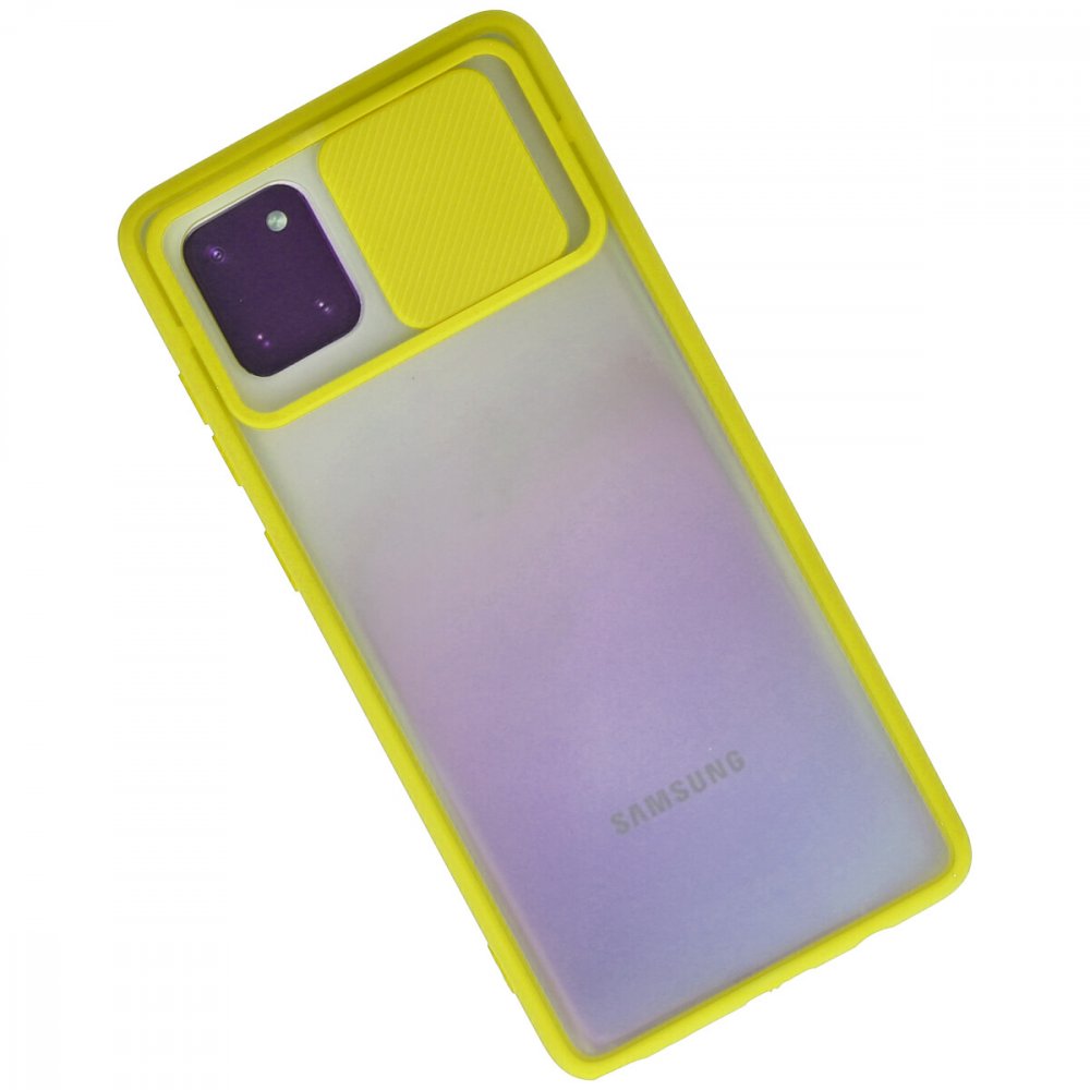  Samsung Galaxy A81 / Note 10 Lite Kılıf Palm Buzlu Kamera Sürgülü Silikon - Sarı