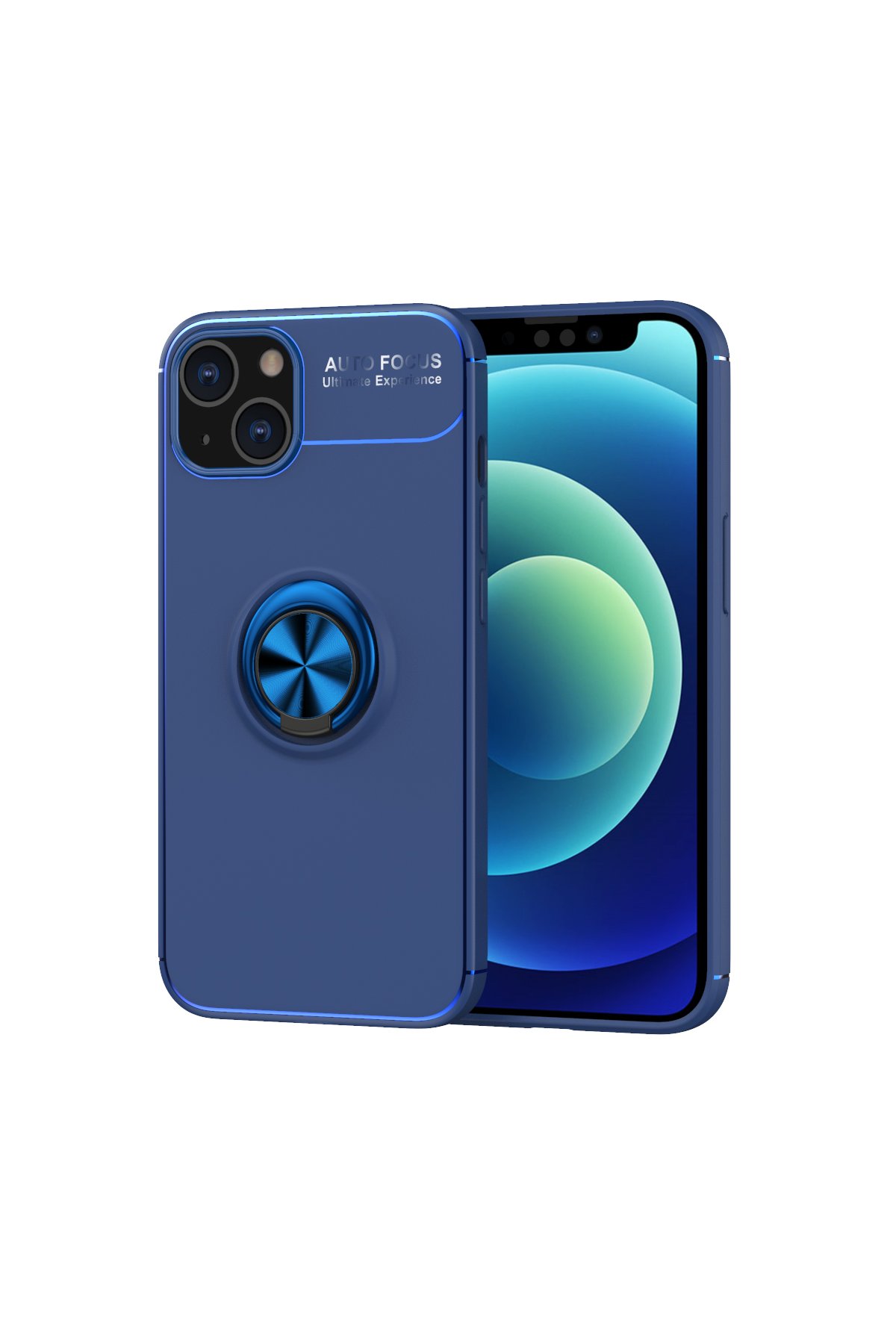  iPhone 13 Kılıf Range Yüzüklü Silikon - Mavi
