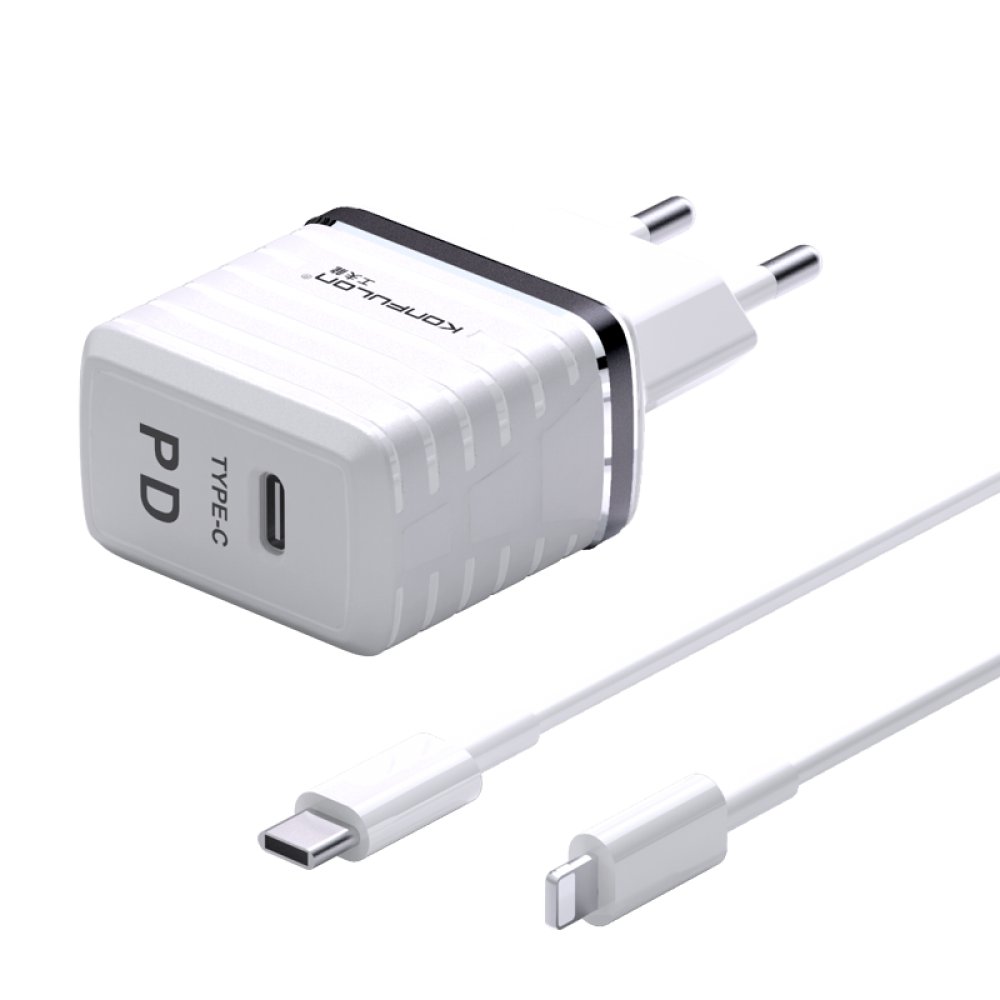 Konfulon C32D 20W PD Şarj Cihazı + DC13 1M 20W Type-C to Lightning Kablolu Şarj Cihazı iphone Uyumlu