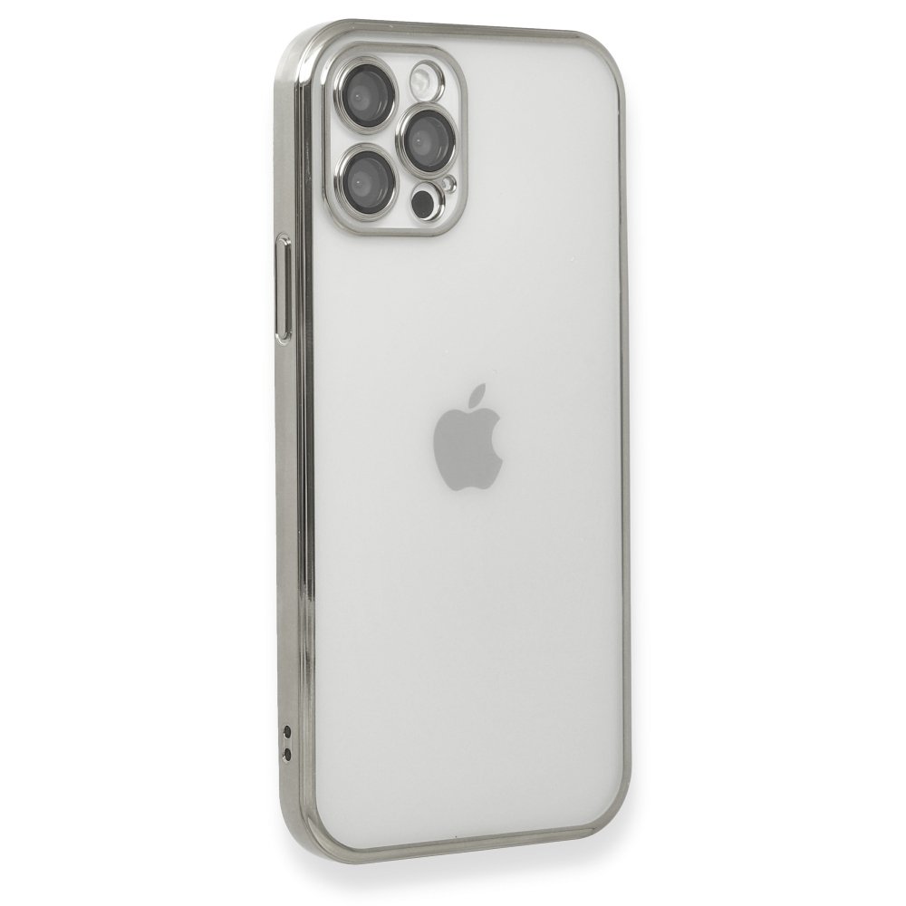  iPhone 12 Pro Max Kılıf Razer Lensli Silikon - Gümüş
