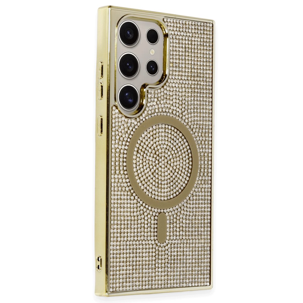  Samsung Galaxy S23 Ultra Kılıf Diamond Magsafe Kapak - Gold