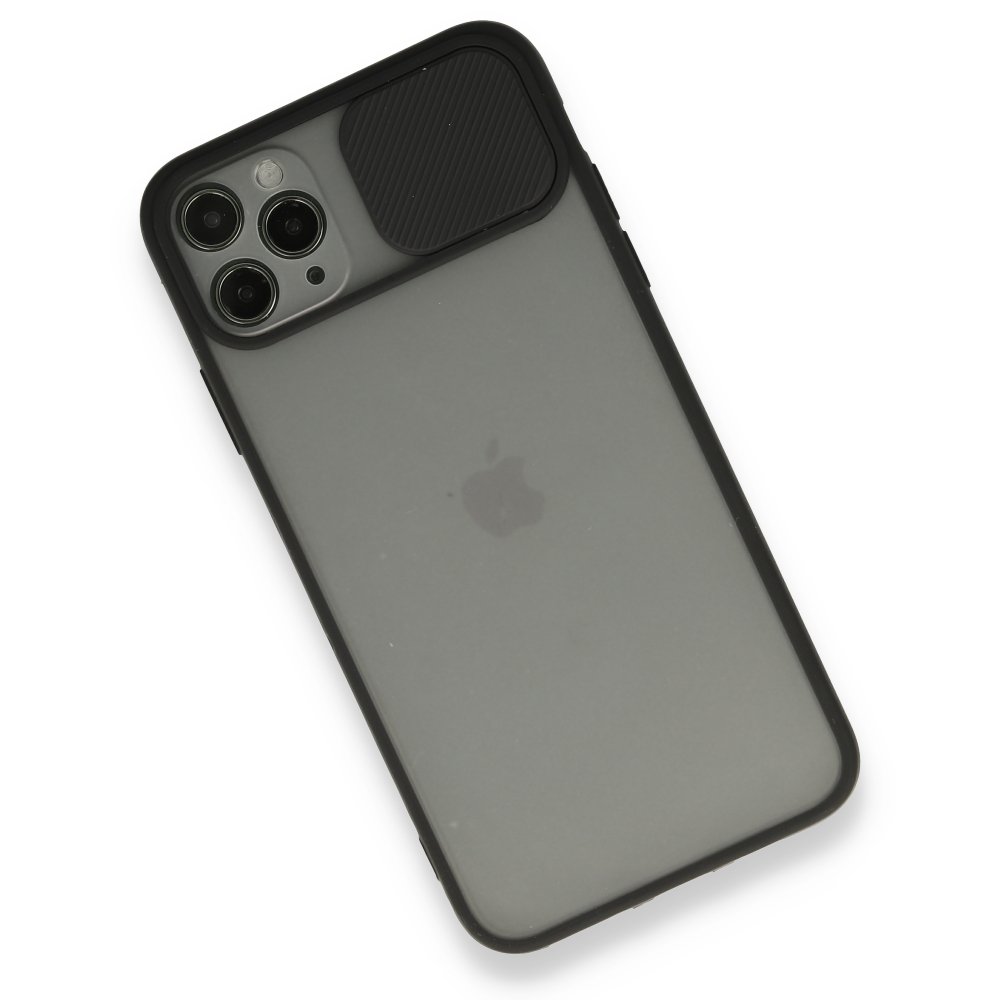  iPhone 11 Pro Max Kılıf Palm Buzlu Kamera Sürgülü Silikon - Siyah