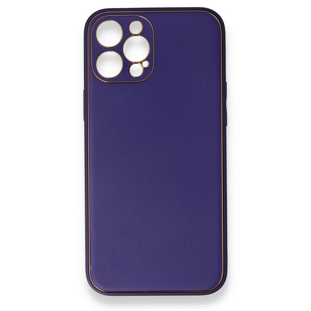 iPhone 12 Pro Kılıf Coco Deri Silikon Kapak - Mor iPhone 12 Pro Kılıf Coco Deri Silikon Kapak - Mor