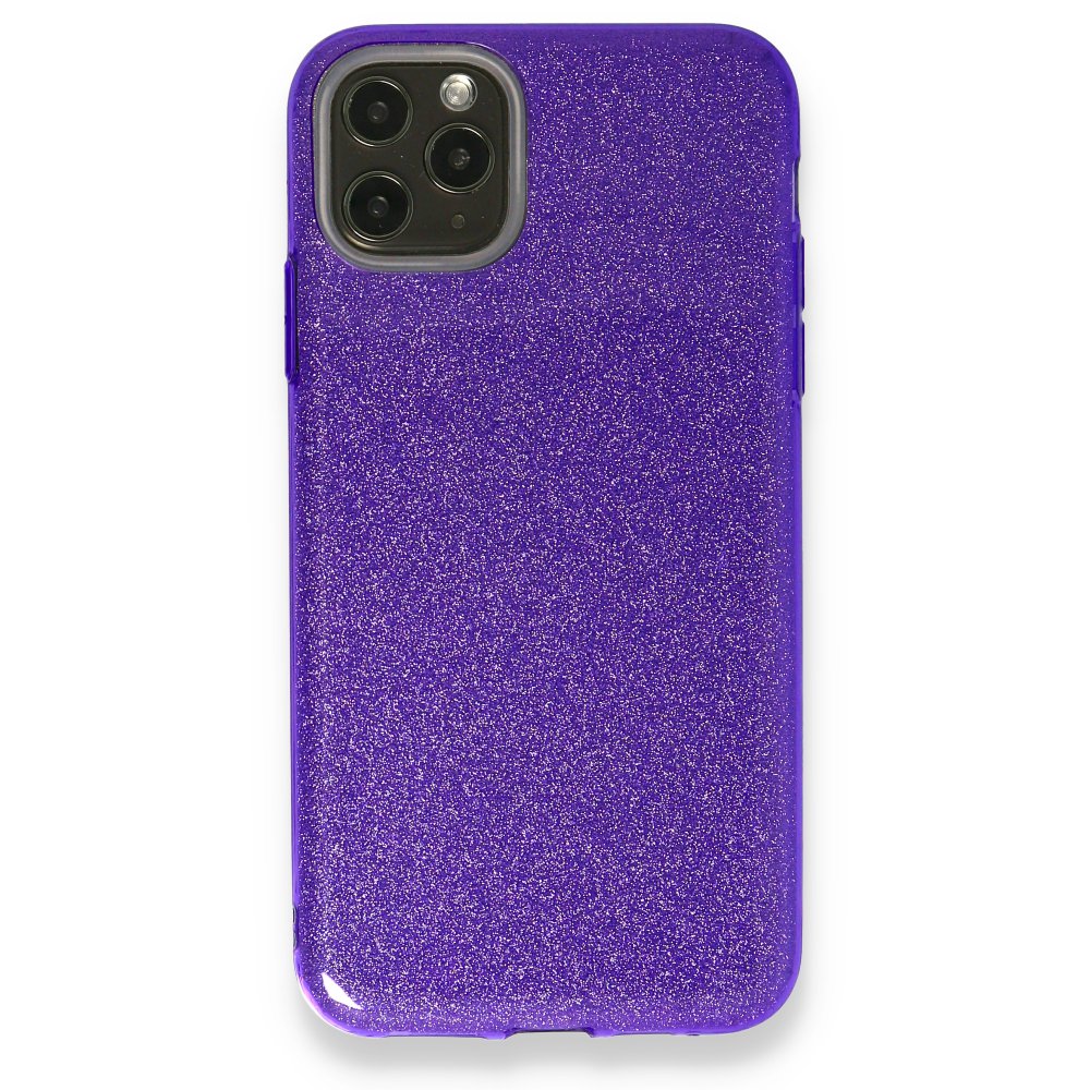  iPhone 11 Pro Max Kılıf Simli Katmanlı Silikon - Mor
