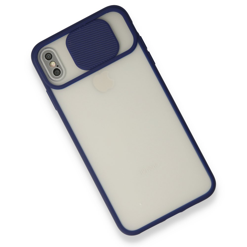 iPhone XS Max Kılıf Palm Buzlu Kamera Sürgülü Silikon - Lacivert  iPhone XS Max Kılıf Palm Buzlu Kamera Sürgülü Silikon - Lacivert