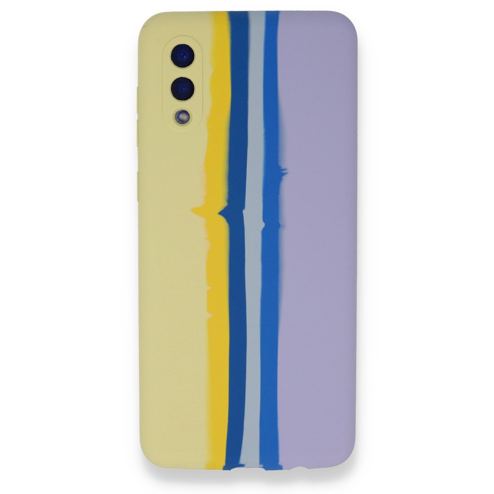  Samsung Galaxy A02 Kılıf Ebruli Lansman Silikon - Sarı-Lila