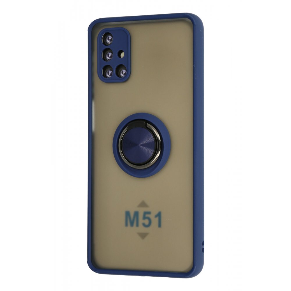  Samsung Galaxy M51 Kılıf Montreal Yüzüklü Silikon Kapak - Lacivert