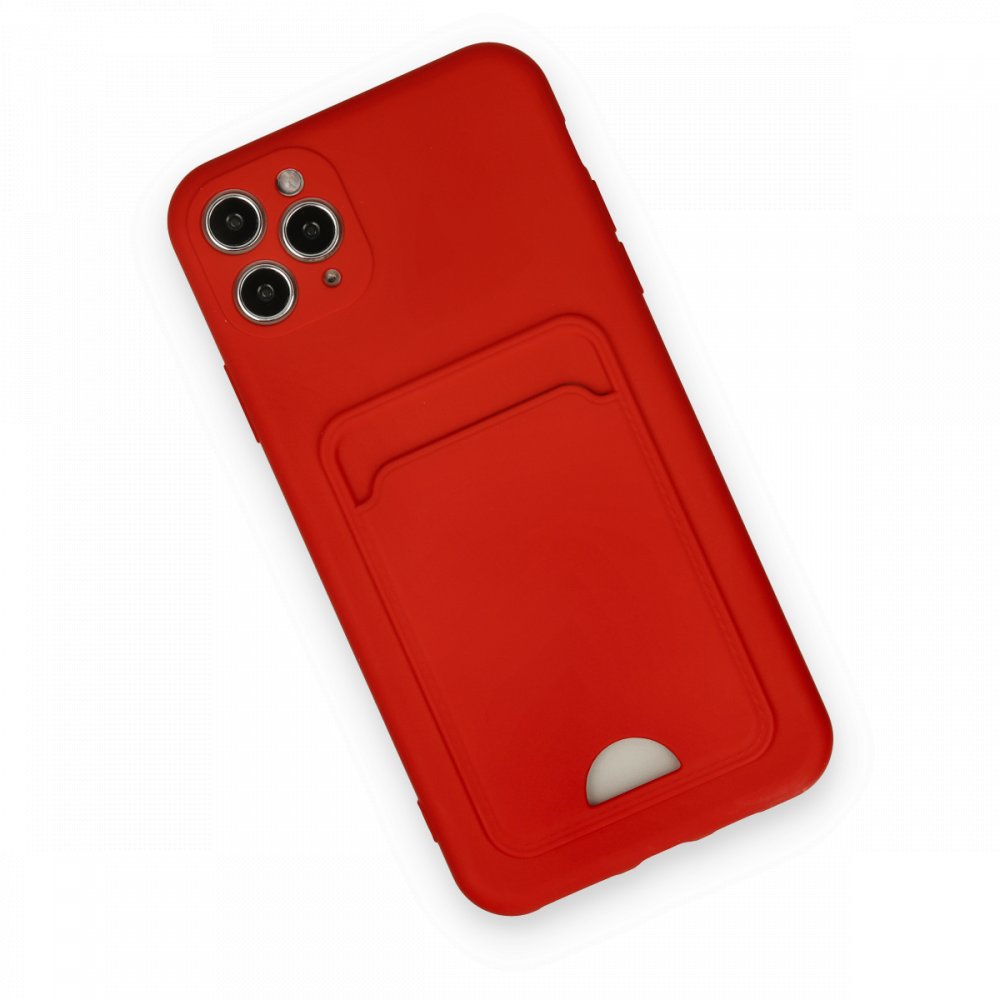  iPhone 11 Pro Max Kılıf Kelvin Kartvizitli Silikon - Kırmızı