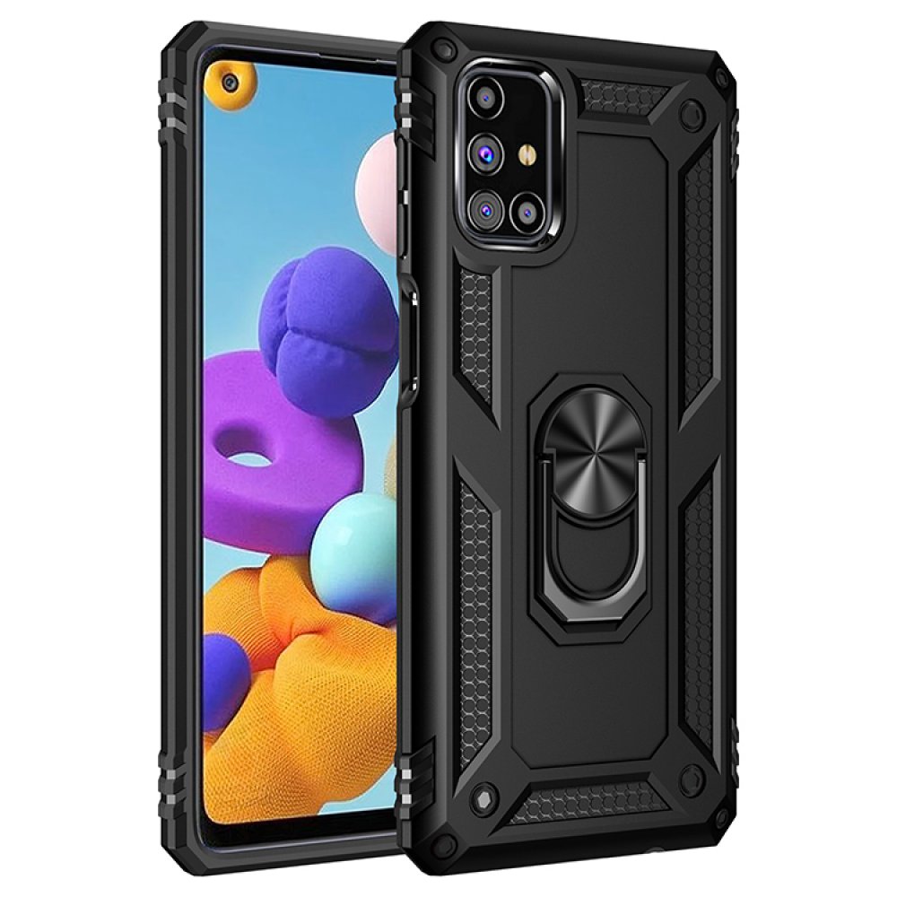  Samsung Galaxy M51 Kılıf Sofya Yüzüklü Silikon Kapak - Siyah