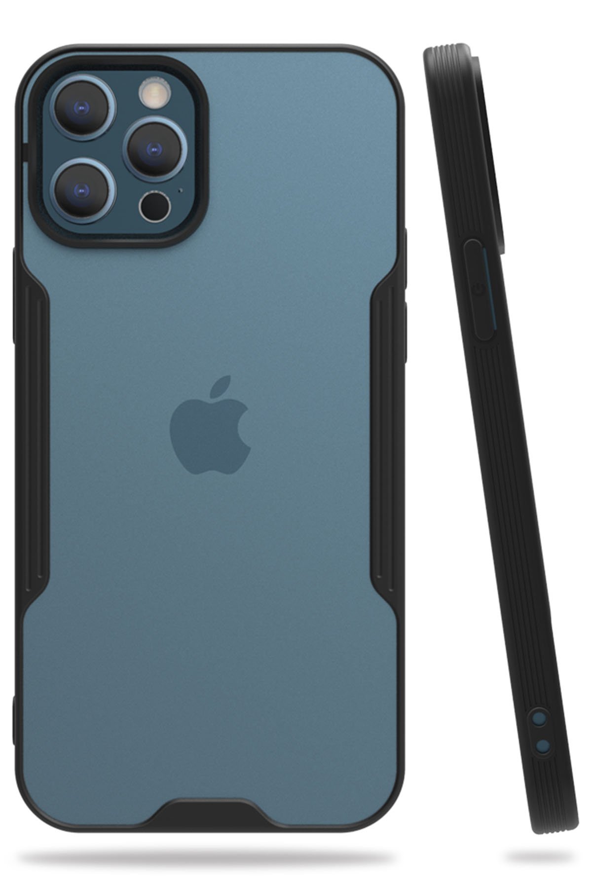  iPhone 12 Pro Max Kılıf Platin Silikon - Siyah