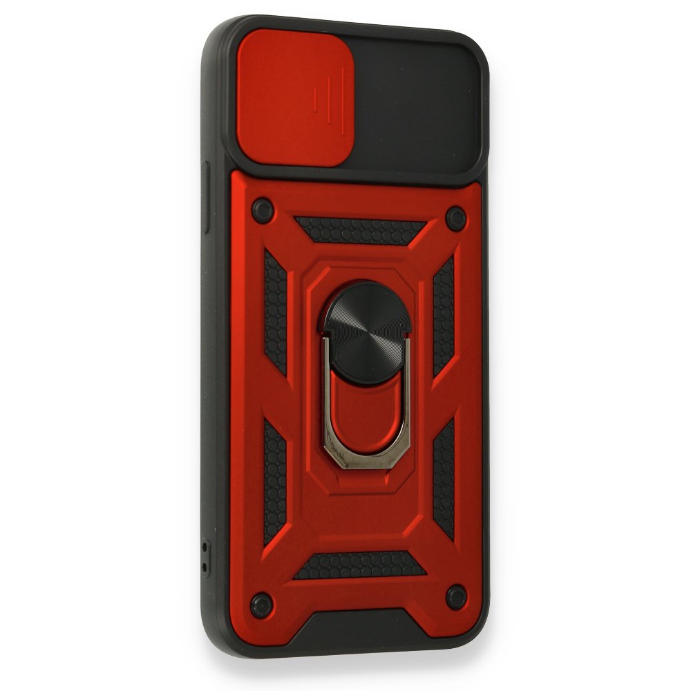  iPhone 11 Pro Max Kılıf Pars Lens Yüzüklü Silikon - Kırmızı