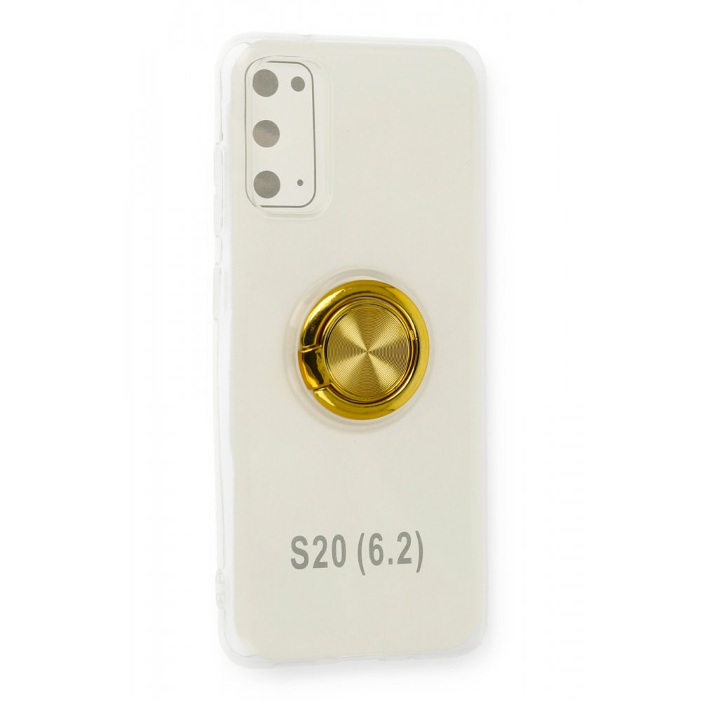  Samsung Galaxy S20 Kılıf Gros Yüzüklü Silikon - Gold