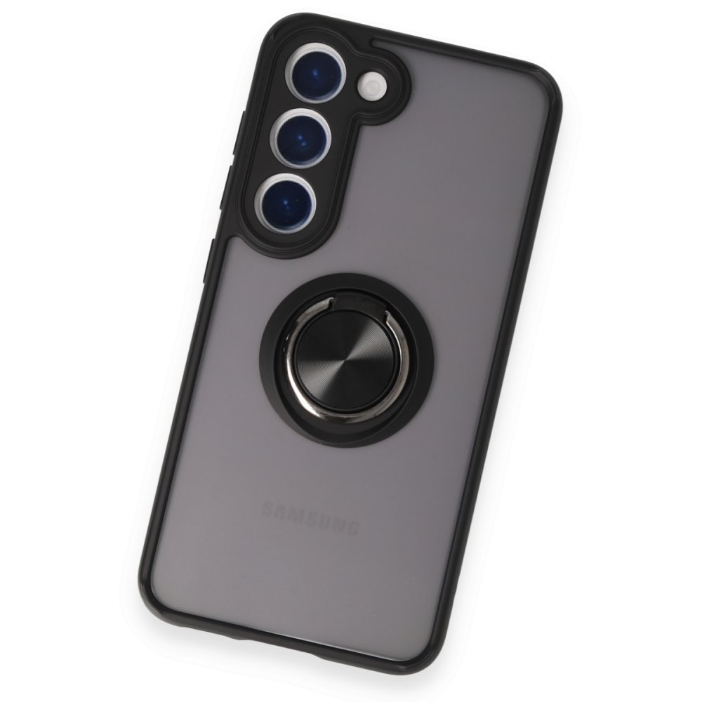  Samsung Galaxy S23 Kılıf Montreal Yüzüklü Silikon Kapak - Siyah