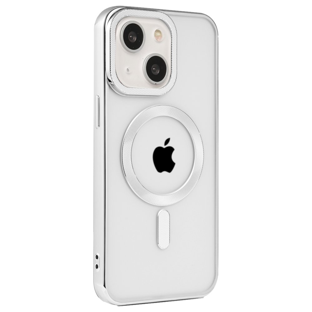 iPhone 15 Kılıf Kronos Magsafe Kapak - Gümüş  iPhone 15 Kılıf Kronos Magsafe Kapak - Gümüş