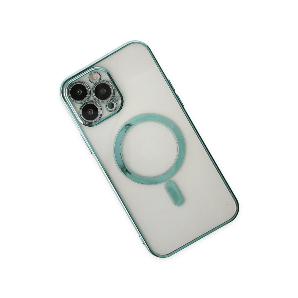  iPhone 14 Pro Max Kılıf Magneticsafe Lazer Silikon - Haki Yeşil