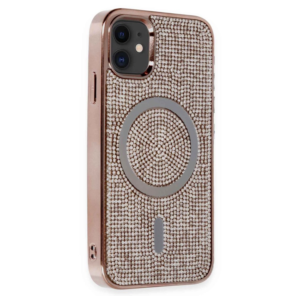  iPhone 11 Kılıf Diamond Magsafe Kapak - Pembe