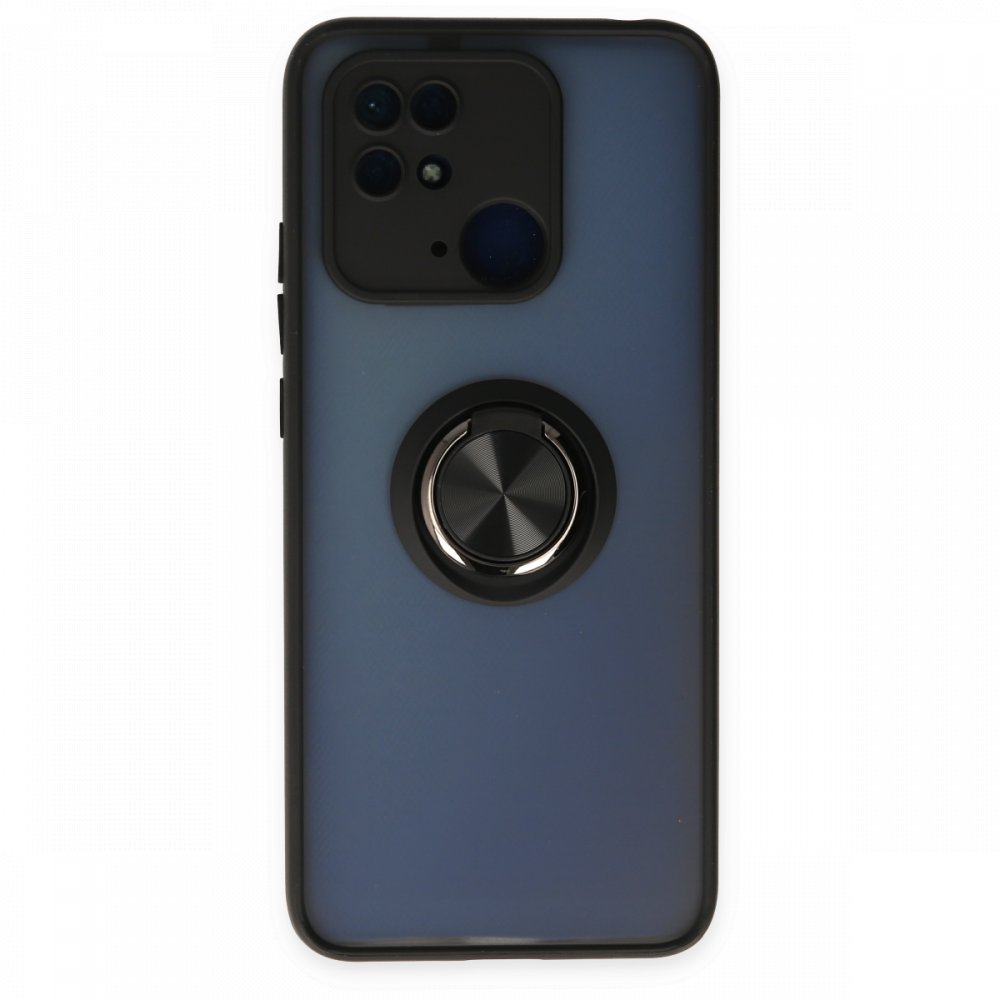 Redmi 10C Kılıf Montreal Yüzüklü Silikon Kapak - Siyah