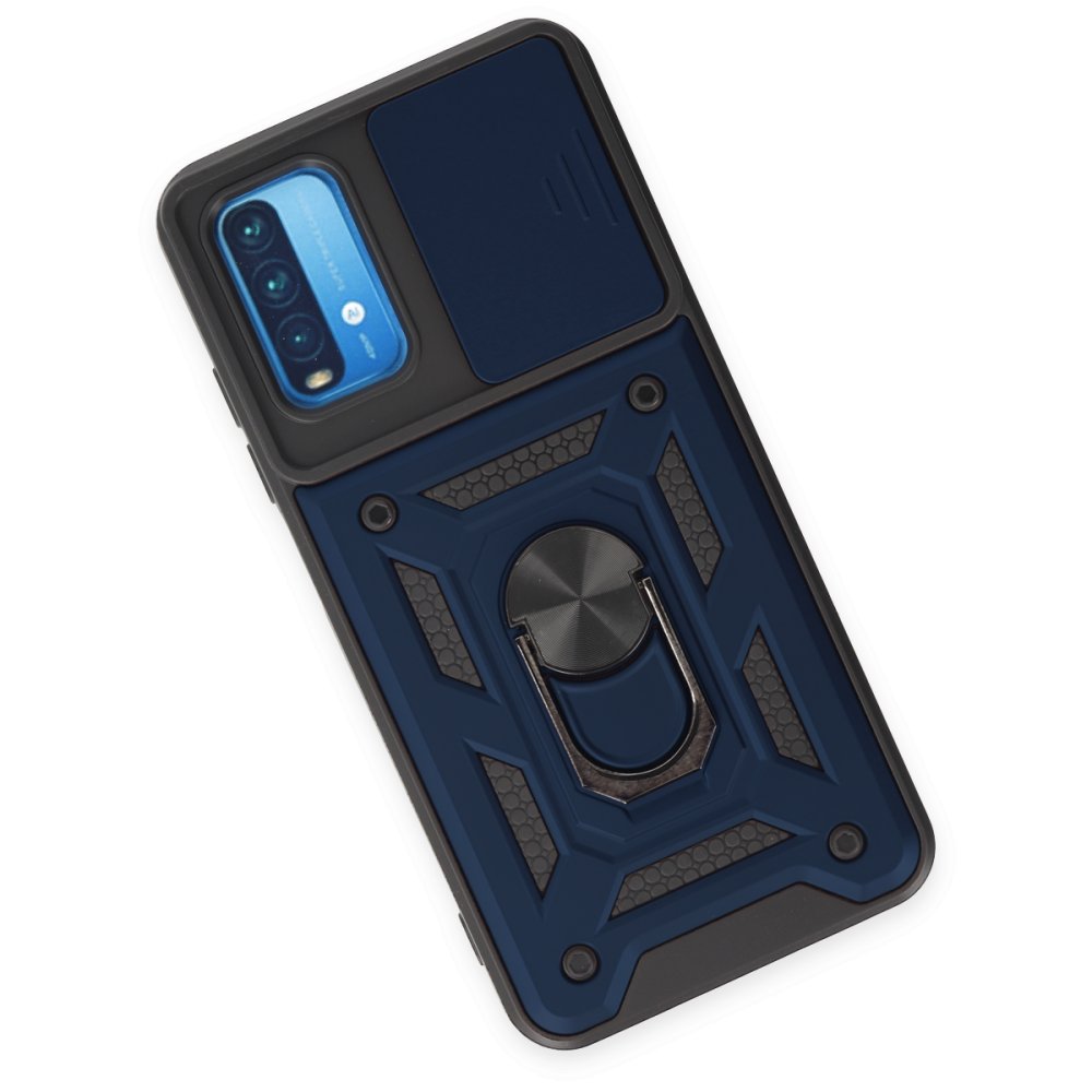 Redmi 9T Kılıf Pars Lens Yüzüklü Silikon - Lacivert