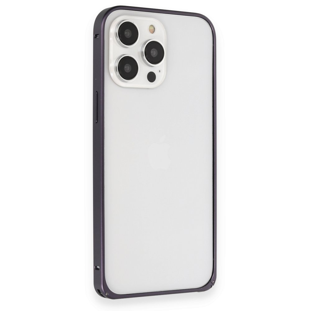 Joko iPhone 13 Pro Max Kılıf Metal Bumper Magneticsafe Kapak - Derin Mor