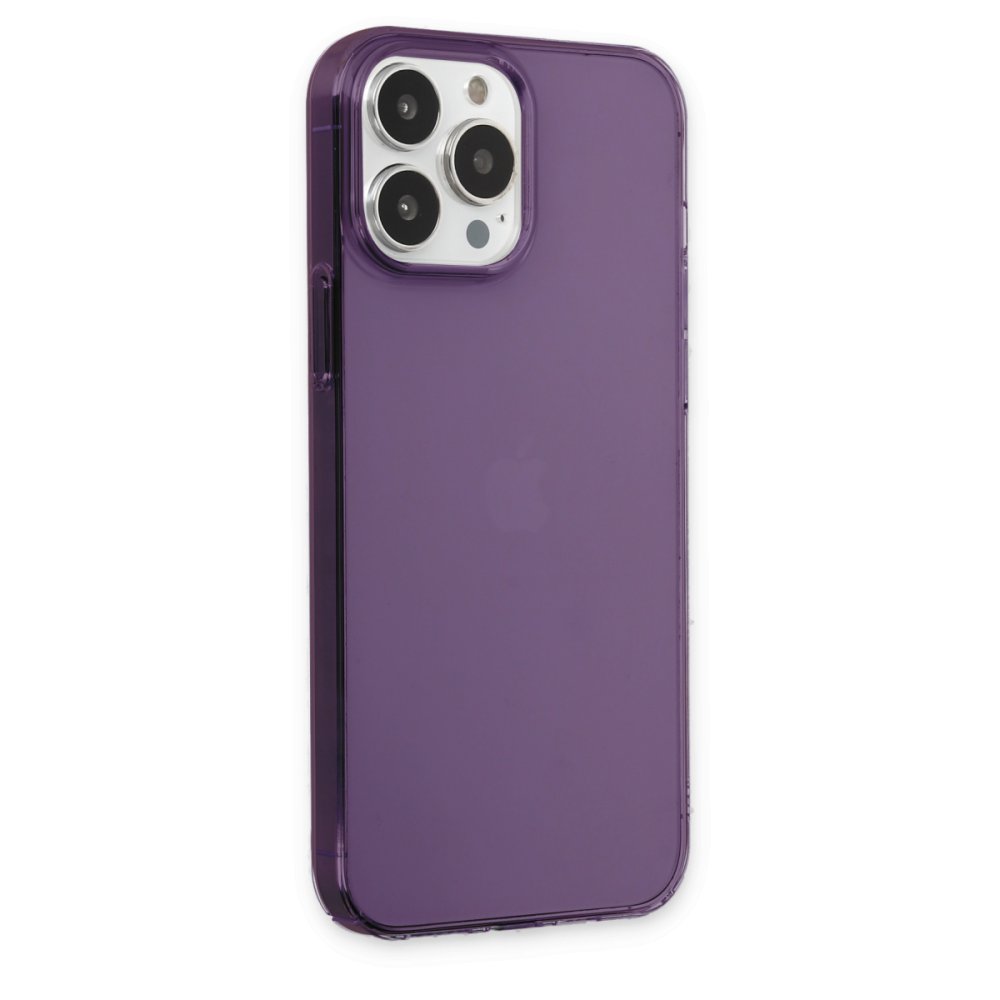 iPhone 14 Pro Max Kılıf Pc Sert Şeffaf Kapak - Mor  iPhone 14 Pro Max Kılıf Pc Sert Şeffaf Kapak - Mor
