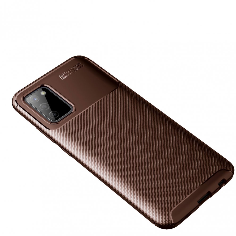  Samsung Galaxy A02S Kılıf Auto Focus Karbon Kapak - Kahverengi