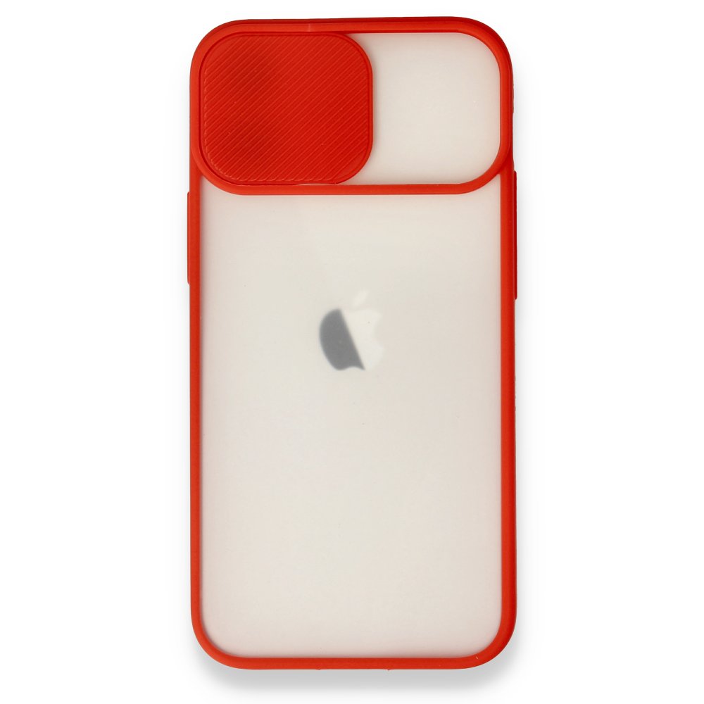  iPhone 11 Kılıf Palm Buzlu Kamera Sürgülü Silikon - Kırmızı