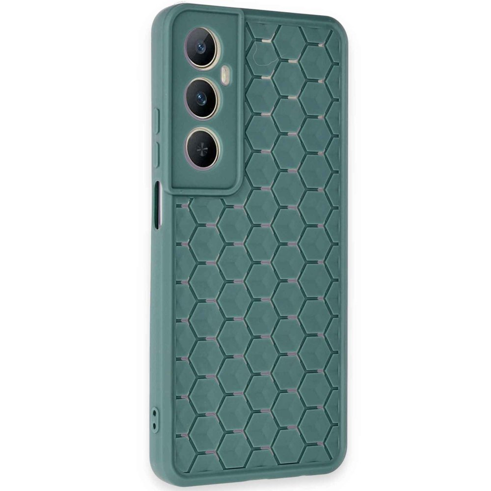 Realme C65 Kılıf Petek Silikon Kapak - Koyu Yeşil  Realme C65 Kılıf Petek Silikon Kapak - Koyu Yeşil