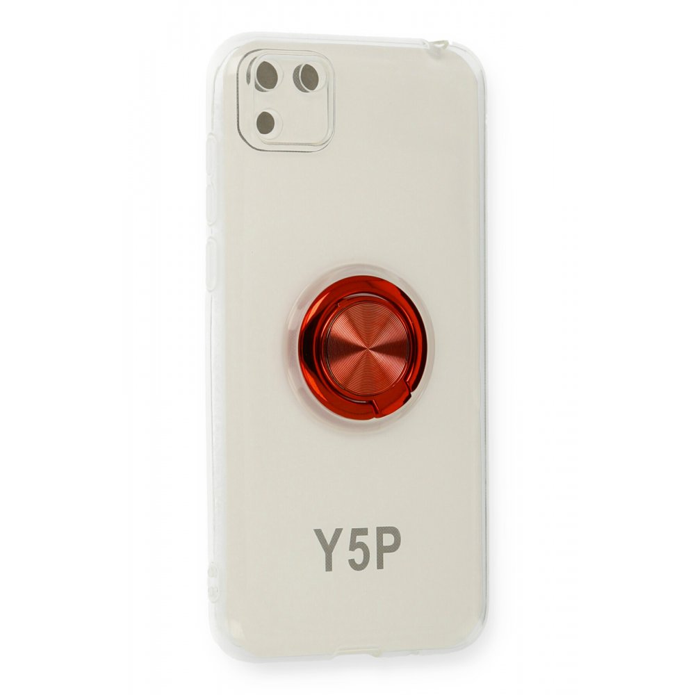 Huawei Y5P Kılıf Gros Yüzüklü Silikon - Kırmızı  Huawei Y5P Kılıf Gros Yüzüklü Silikon - Kırmızı