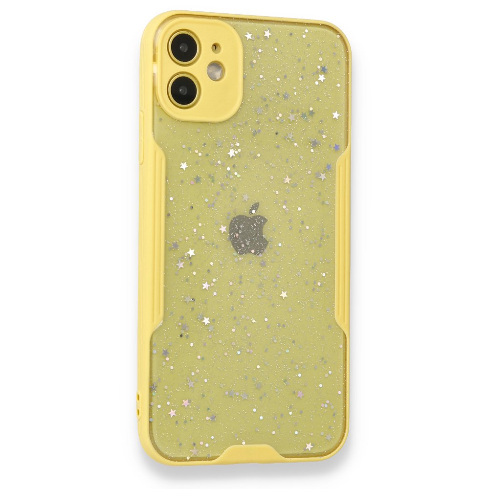 iPhone 12 Kılıf Platin Simli Silikon - Sarı iPhone 12 Kılıf Platin Simli Silikon - Sarı