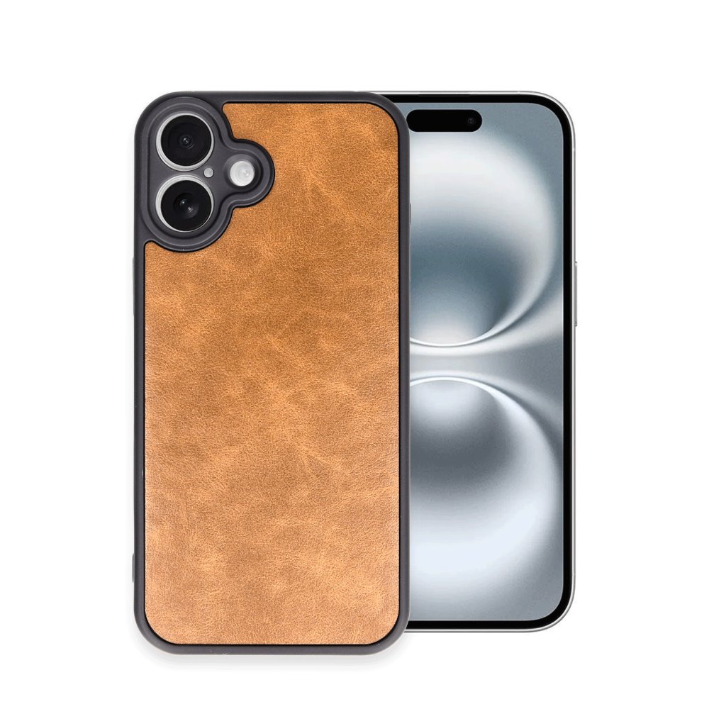  iPhone 16 Kılıf Aras Deri Kapak - Taba