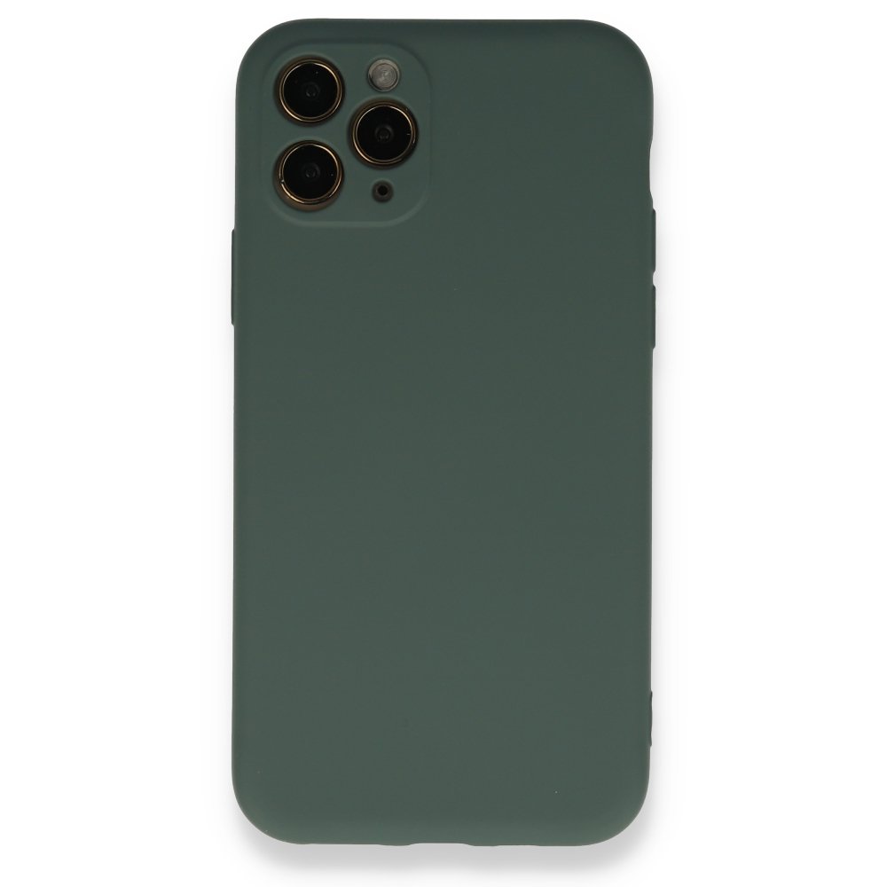  iPhone 11 Pro Kılıf Nano içi Kadife Silikon - Koyu Yeşil
