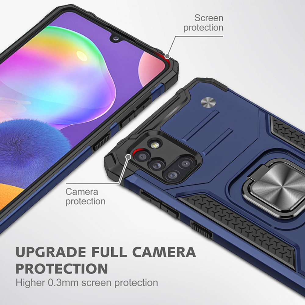  Samsung Galaxy A31 Kılıf Zegna Yüzüklü Silikon Kapak - Mavi