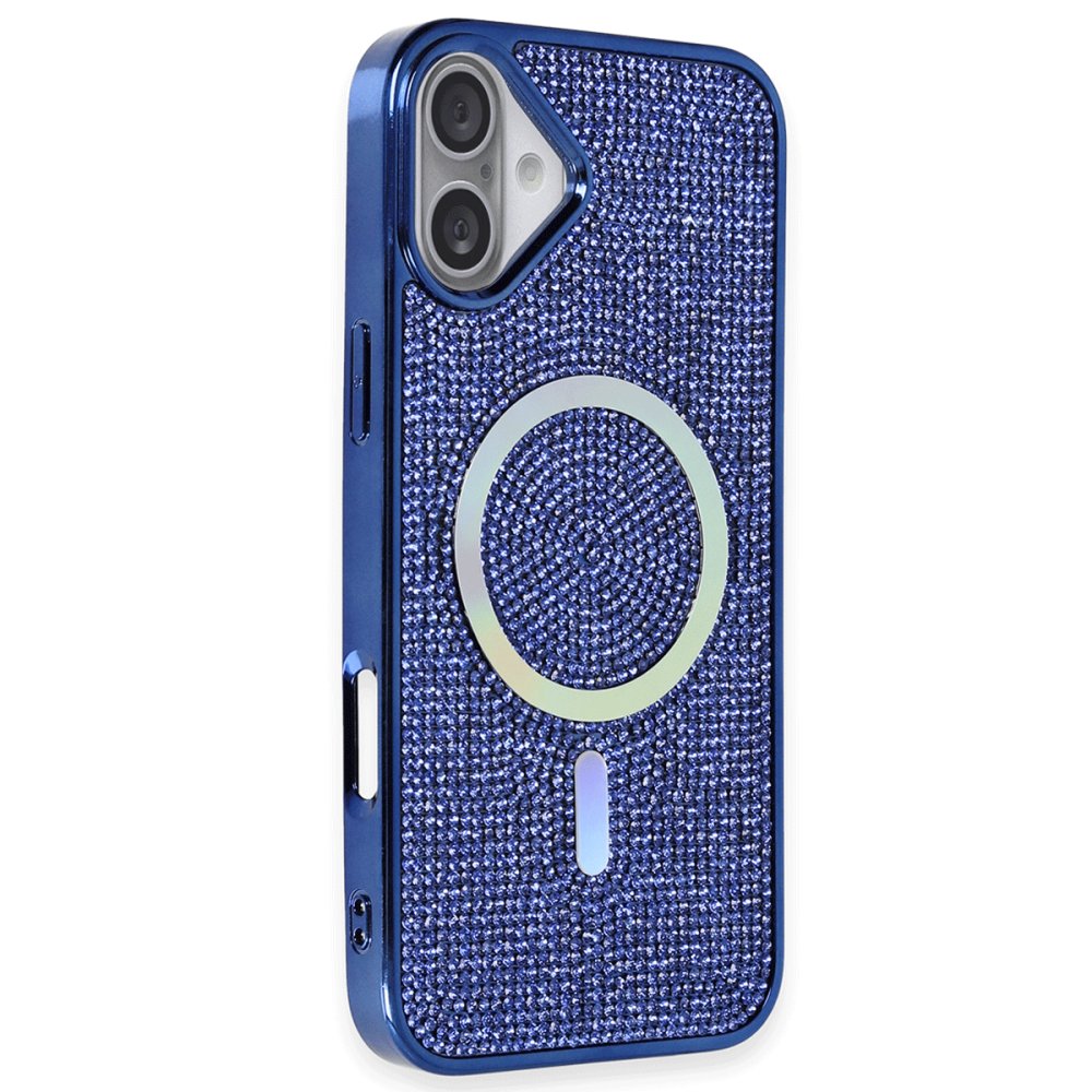 iPhone 16 Kılıf Diamond Magsafe Kapak - Lacivert  iPhone 16 Kılıf Diamond Magsafe Kapak - Lacivert