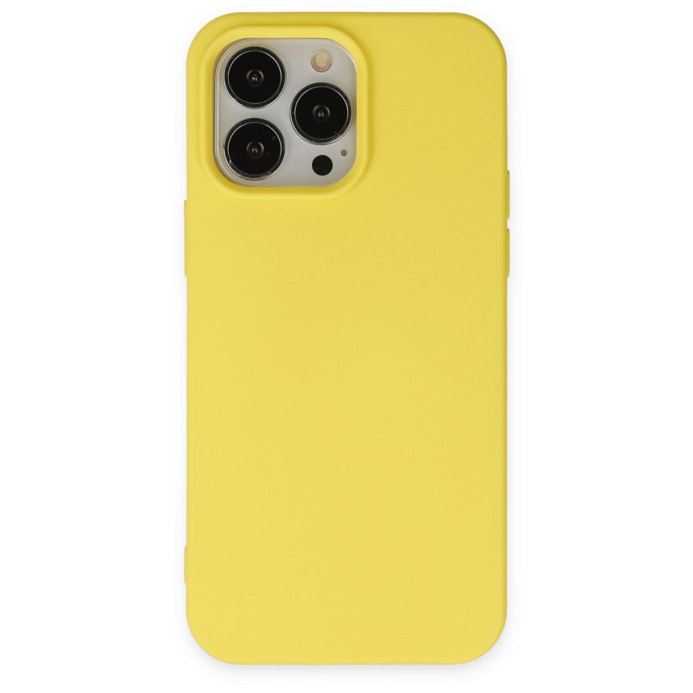  iPhone 15 Pro Kılıf Nano içi Kadife Silikon - Sarı