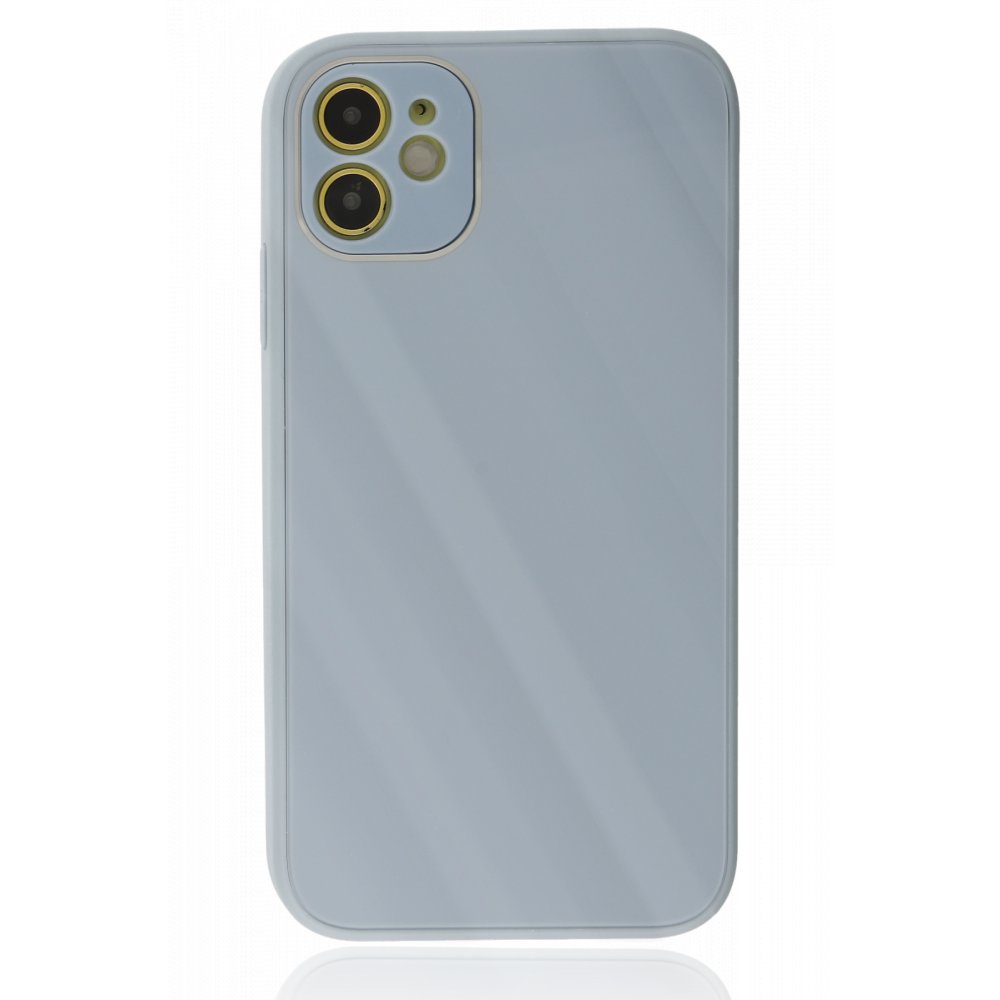  iPhone 12 Kılıf Glass Kapak - Sky Blue