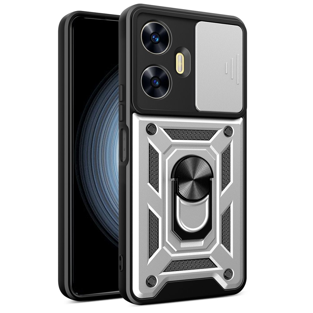 Realme C55 Kılıf Pars Lens Yüzüklü Silikon - Gümüş Realme C55 Kılıf Pars Lens Yüzüklü Silikon - Gümüş