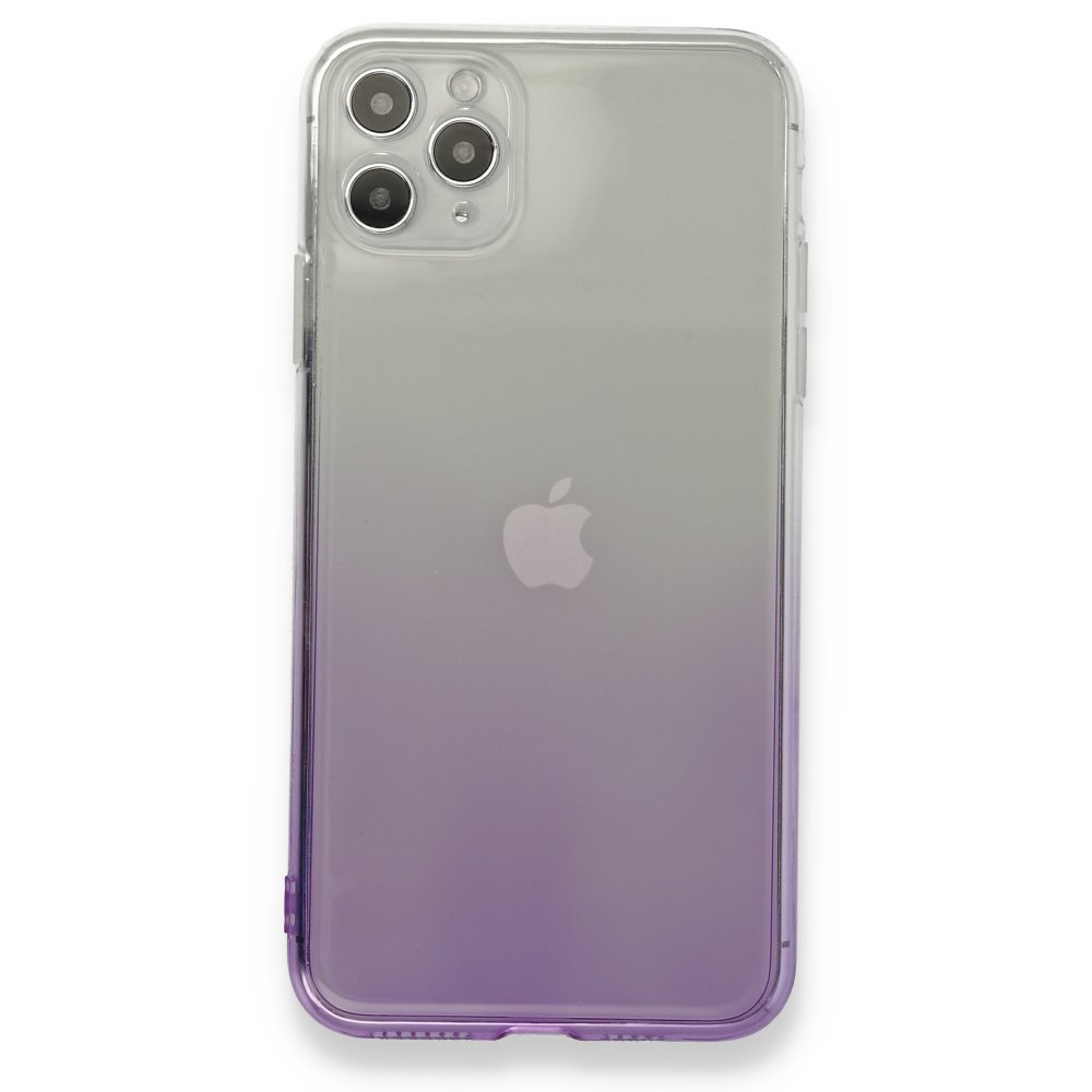 iPhone 11 Pro Max Kılıf Lüx Çift Renkli Silikon - Mor