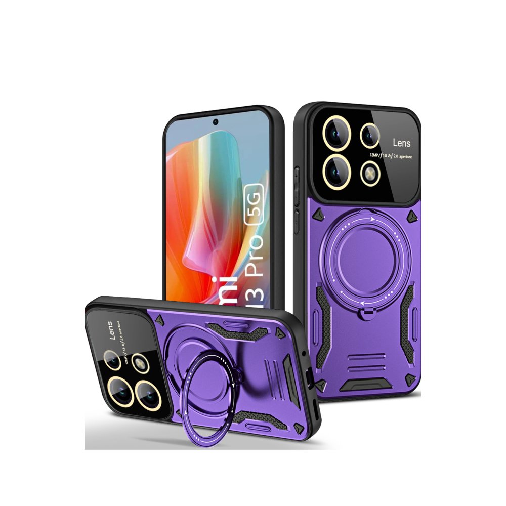 Redmi Note 13 Pro 5G Kılıf Joy Lens Standlı Kapak - Mor Redmi Note 13 Pro 5G Kılıf Joy Lens Standlı Kapak - Mor