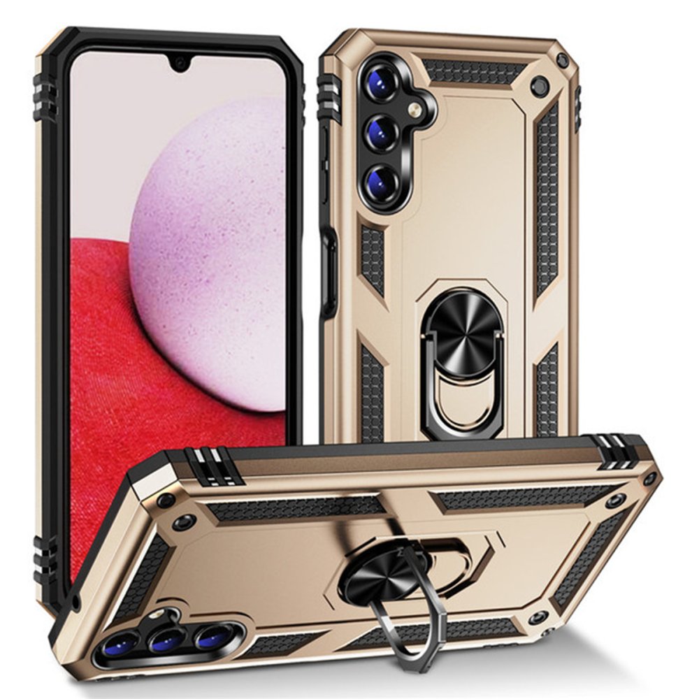  Samsung Galaxy A04S Kılıf Sofya Yüzüklü Silikon Kapak - Gold
