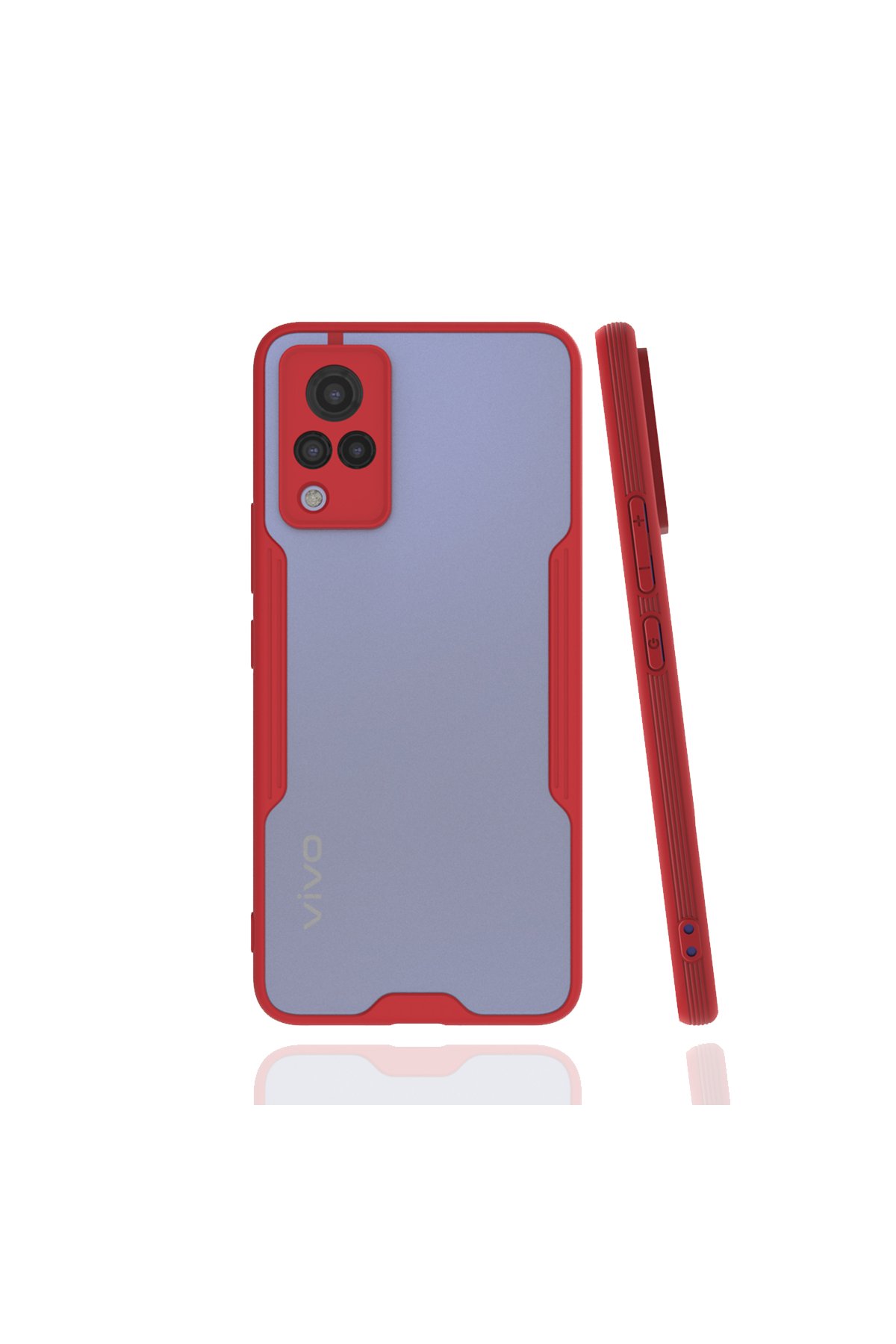  Vivo V21 Kılıf Platin Silikon - Kırmızı