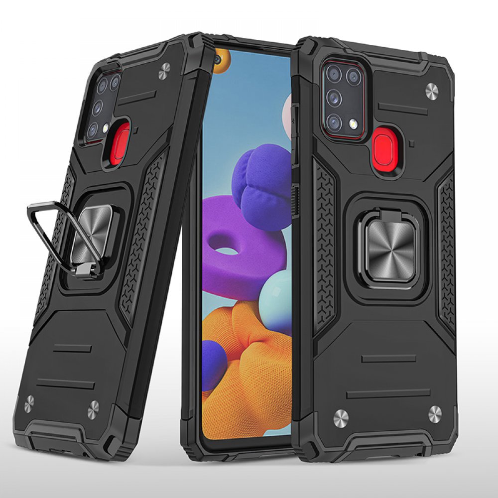  Samsung Galaxy M31 Kılıf Zegna Yüzüklü Silikon Kapak - Siyah